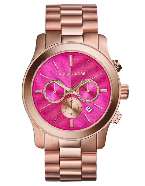 michael kors rose gold hot pink watch|rose gold watch with numbers.